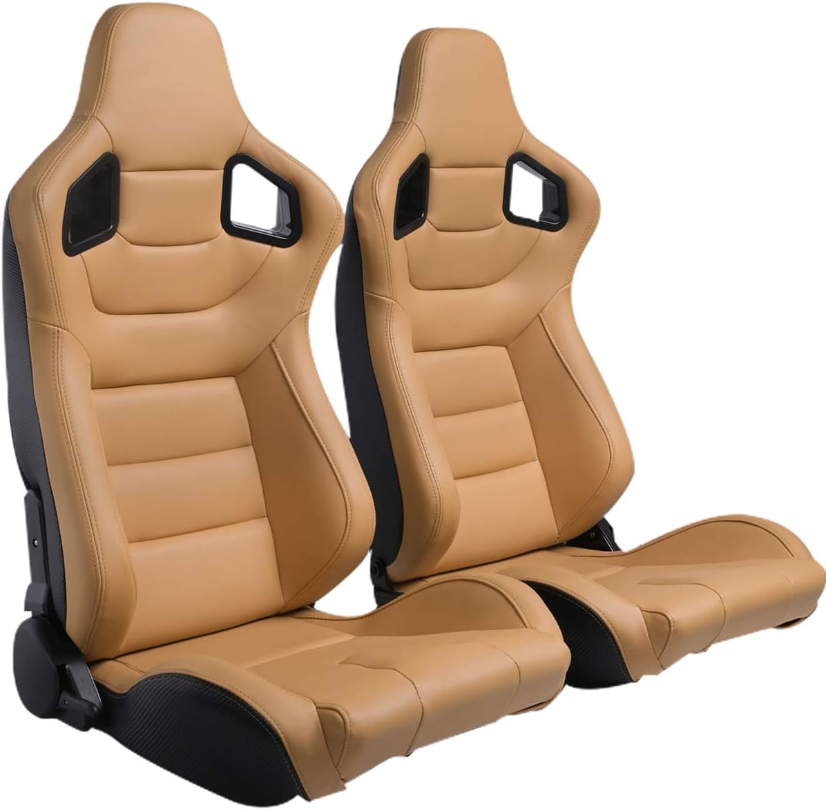 Racing Seats, 1 Pair Bucket Seats with Dual Lock Sliders, PVC Leather D798