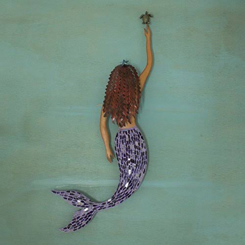Handmade Iron and Glass Mosaic Mermaid Wall Decor M835