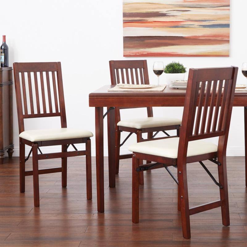 Solid Wood Folding Chair, Espresso/Red - 2 count H857594