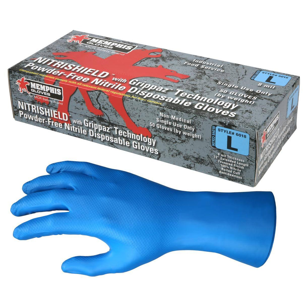 Blue Nitrile 8 mil 12 inch Work Gloves M244