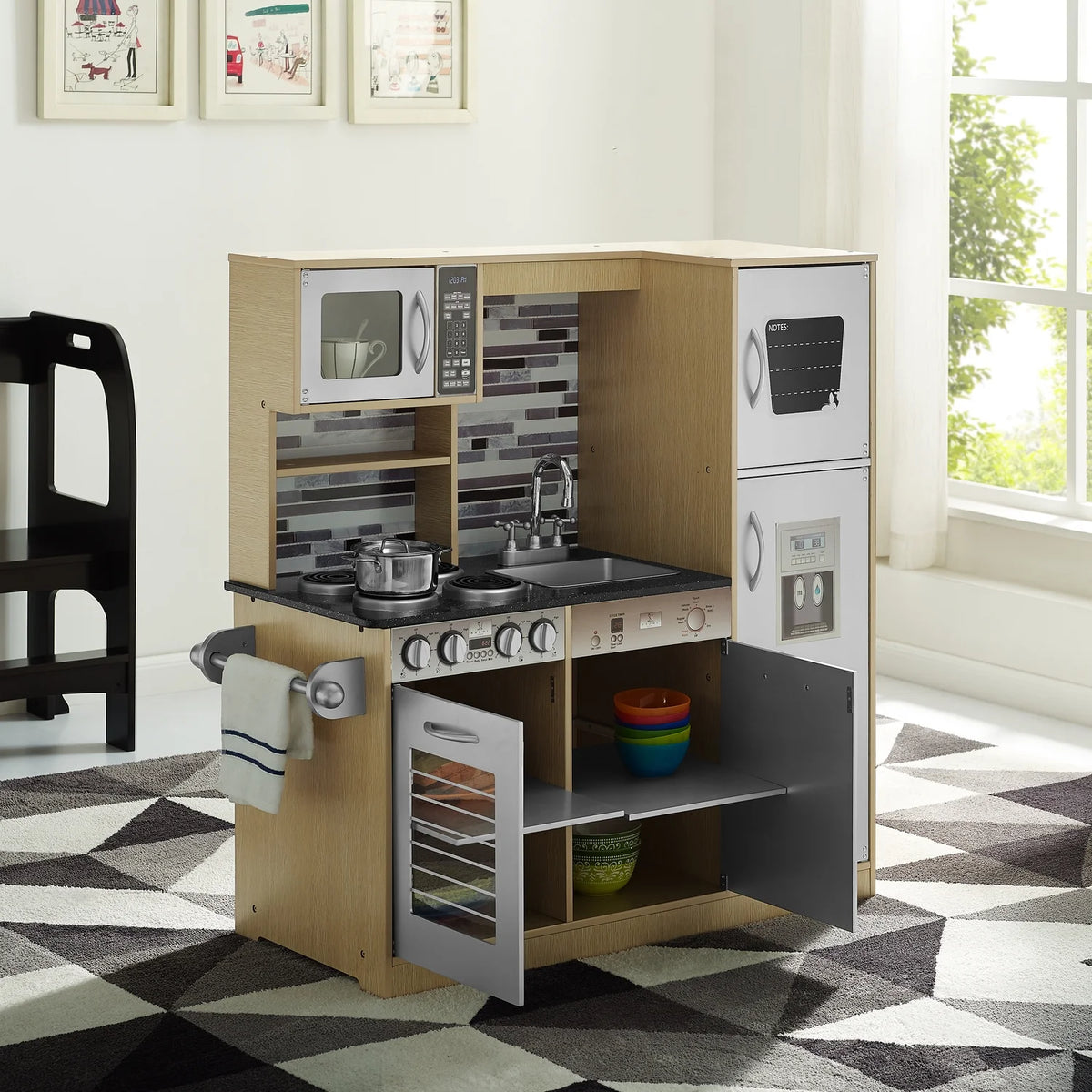 Natural Wooden Kids Play Kitchen J278