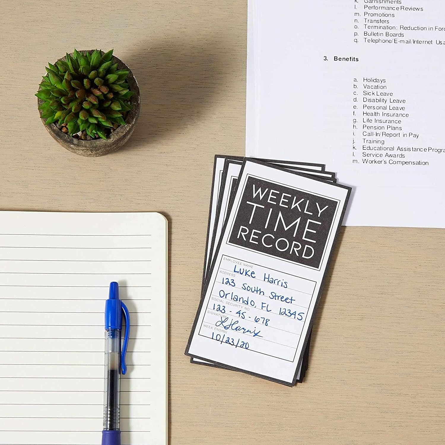 200 Pack Trifold Time Cards (5 x 8 in) N742260