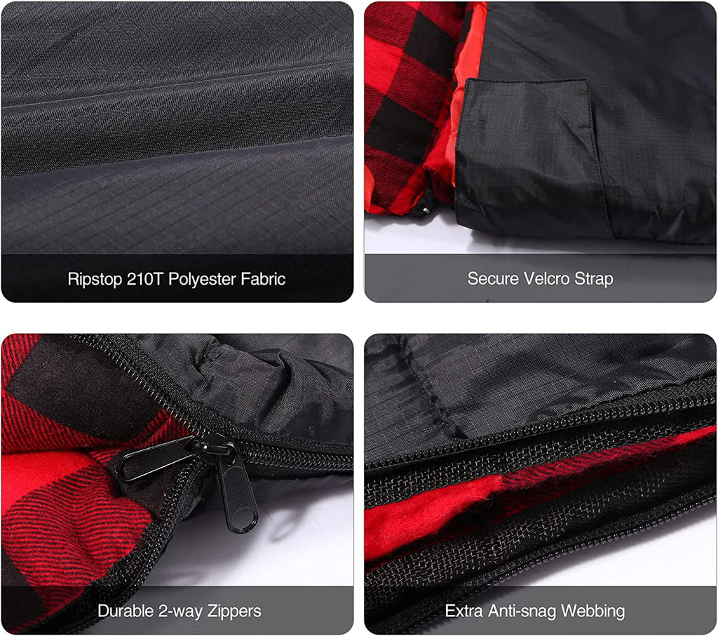 Cotton Double Sleeping Bag, Queen Size, Black/Navy Blue I116