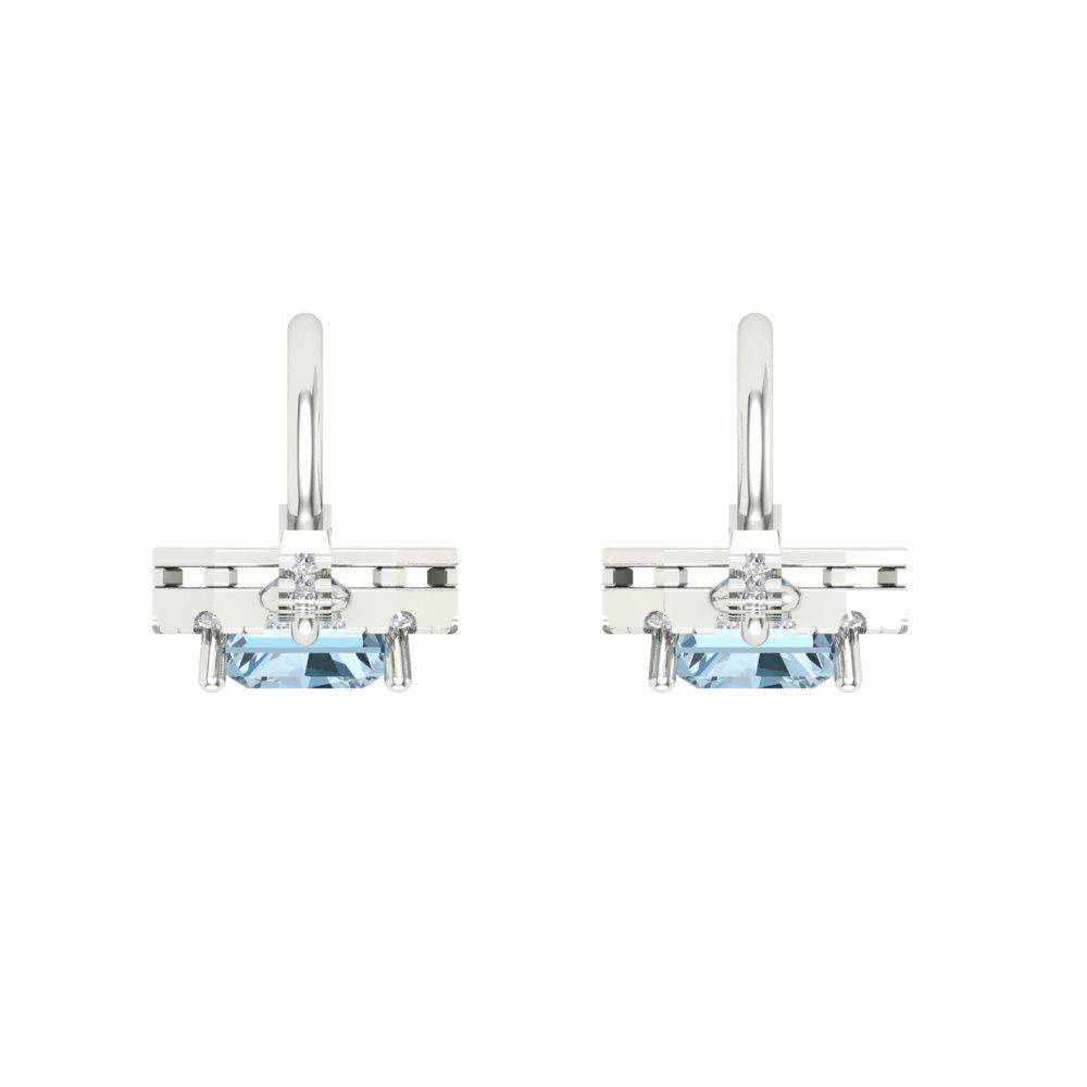 Emerald Cut Halo Drop Dangle Earrings Lever Back K5507