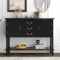 Black Console Table with 3 Drawers, 2 Cabinets and 1 Shelf B2666