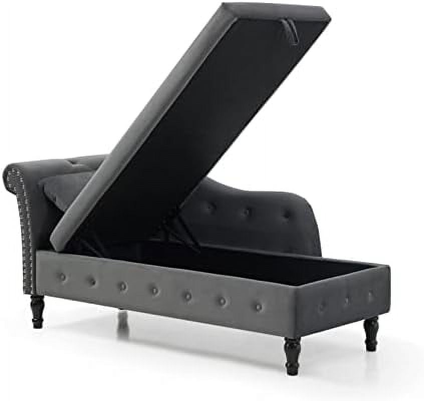 Blue Upholstered Chaise Lounge Chair with Pillow S541