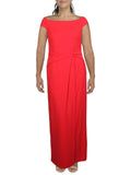 Red Pleated Off the Shoulder Formal Dress Size 2 Y400