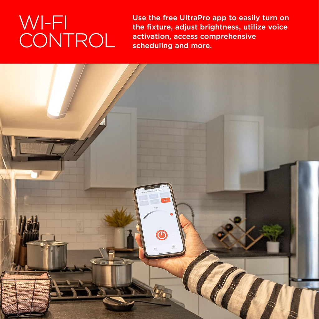 LED 36in Wi-Fi Smart Under Cabinet Lighting Fixture, Dimmable, Plug-in, Linkable, 2700K J26599