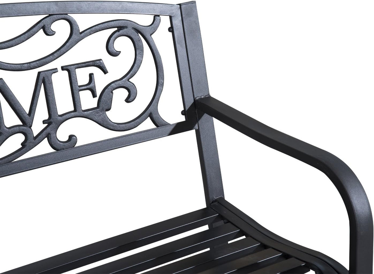 50 2-Person Garden Bench Loveseat with Cast Iron Decorative Vines G8020