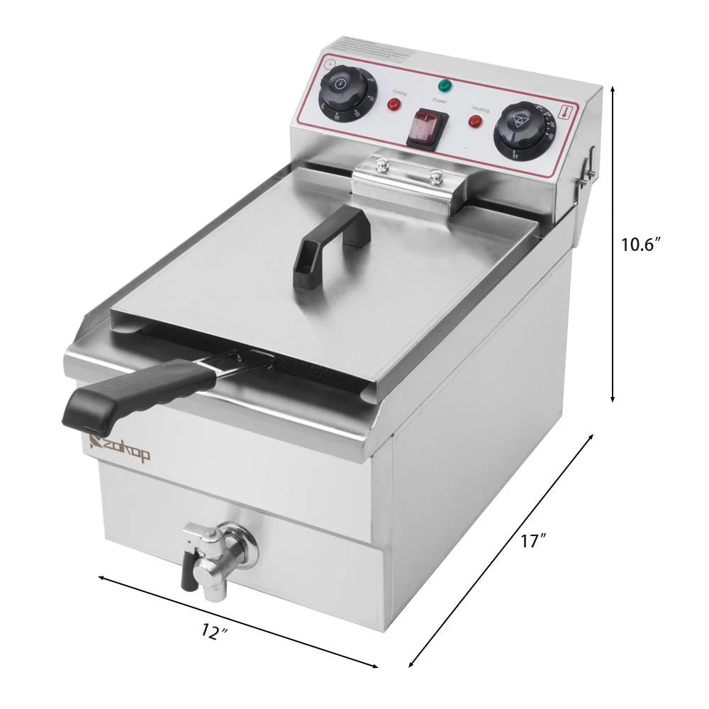 12.5QT Electric Stainless Steel Countertop Deep Fryer Q934813