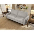 Beige Polyester Square Arm Loveseat H81243