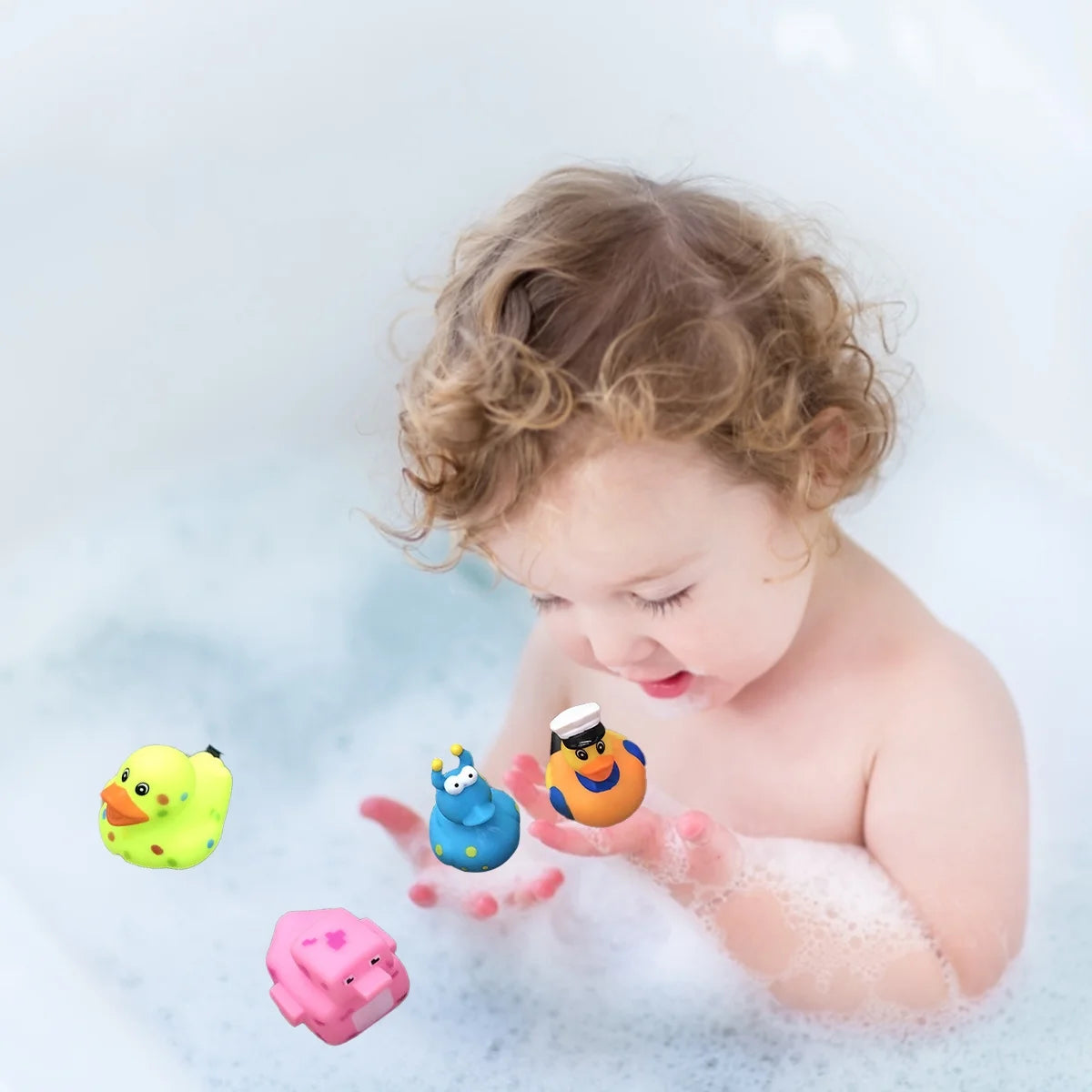 50 Pcs Assorted Rubber Duck Toy Bath Tub Pool Toys V443687