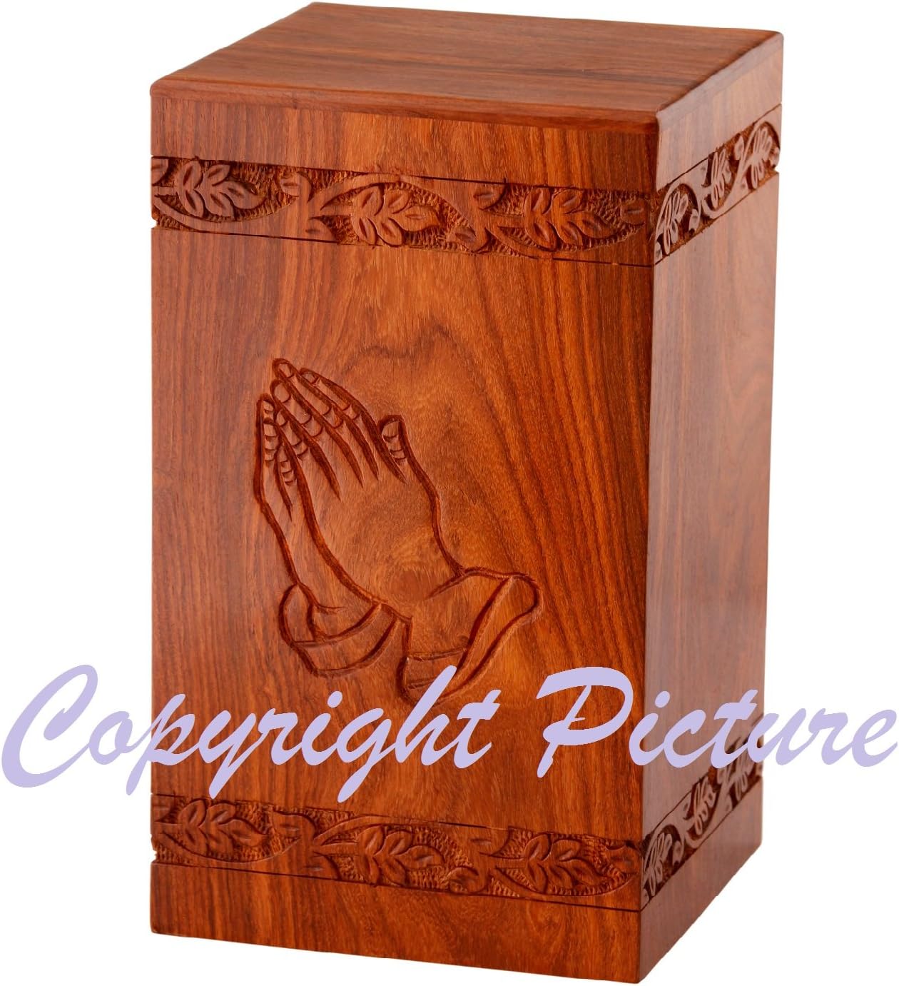 Solid Rosewood Cremation Urn with Hand-Carved Cross Design, Pack of 2 E17871