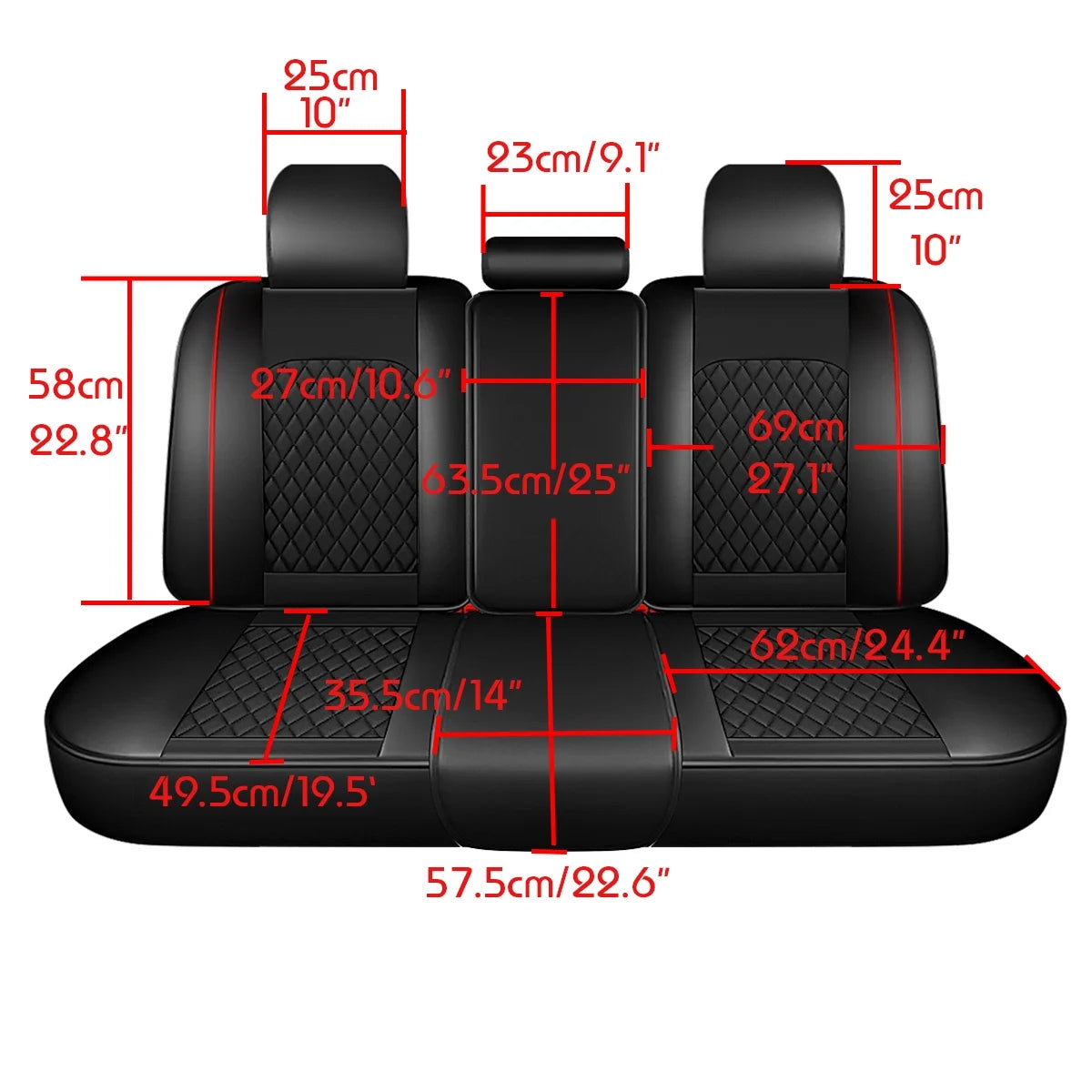 Black Waterproof Leather Full Set Car Seat Cover L550266