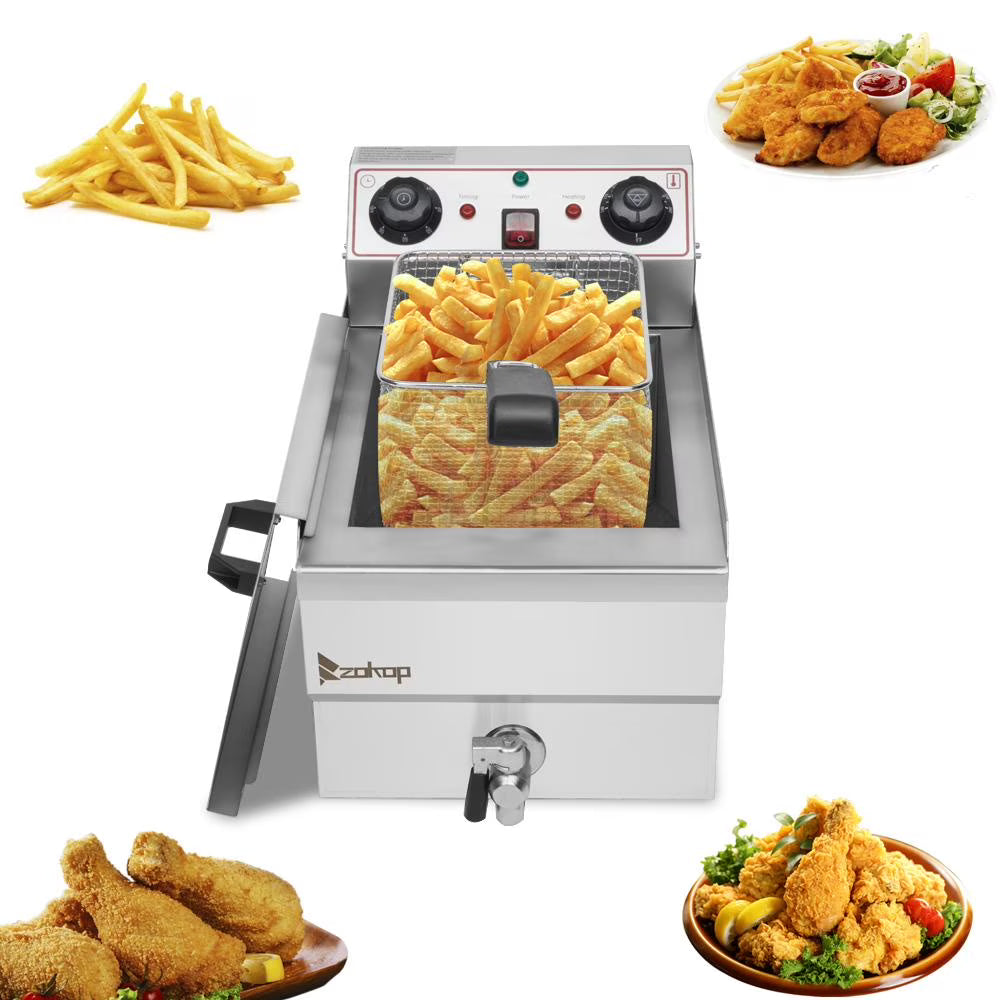 12.5QT Electric Stainless Steel Countertop Deep Fryer Q934813