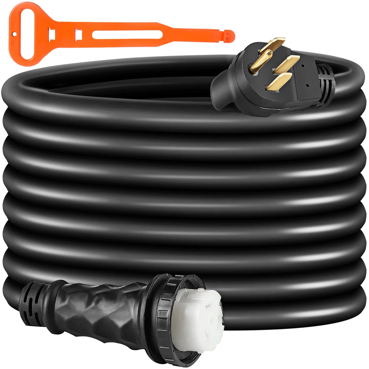 RV Shore Power Extension Cord 50A 36ft 125/250V STW 6AWG/3C+8AWG/1C NEMA SS2-50R Twist Lock Plug NEMA 14-50P J971