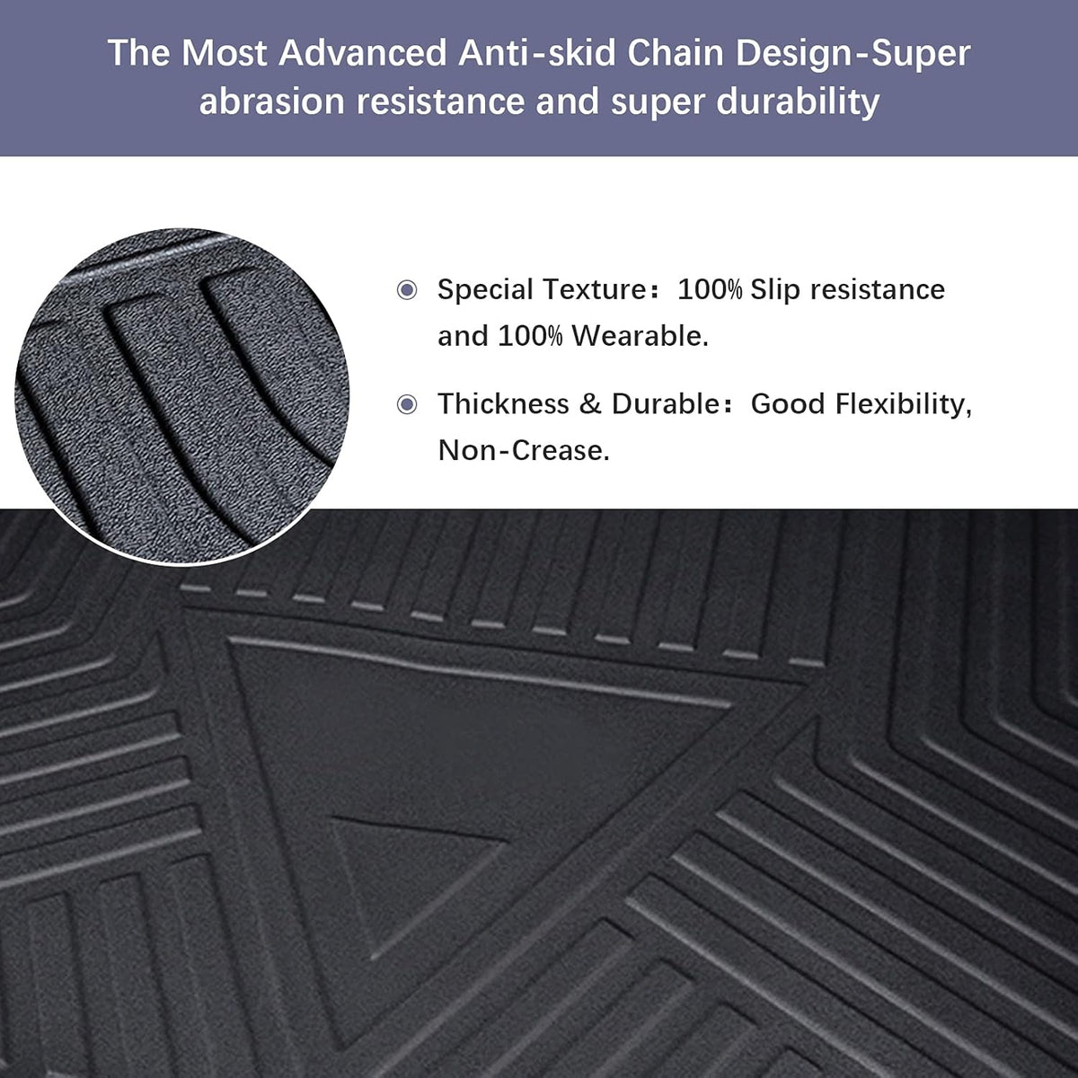 Black TPO All Weather Heavy Duty Waterproof Rear Cargo Tray Trunk Floor Mat Protector X65962