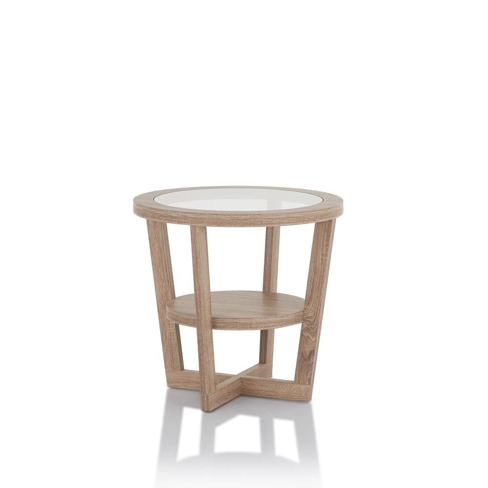 Light Oak Tempered Glass End Table J534136