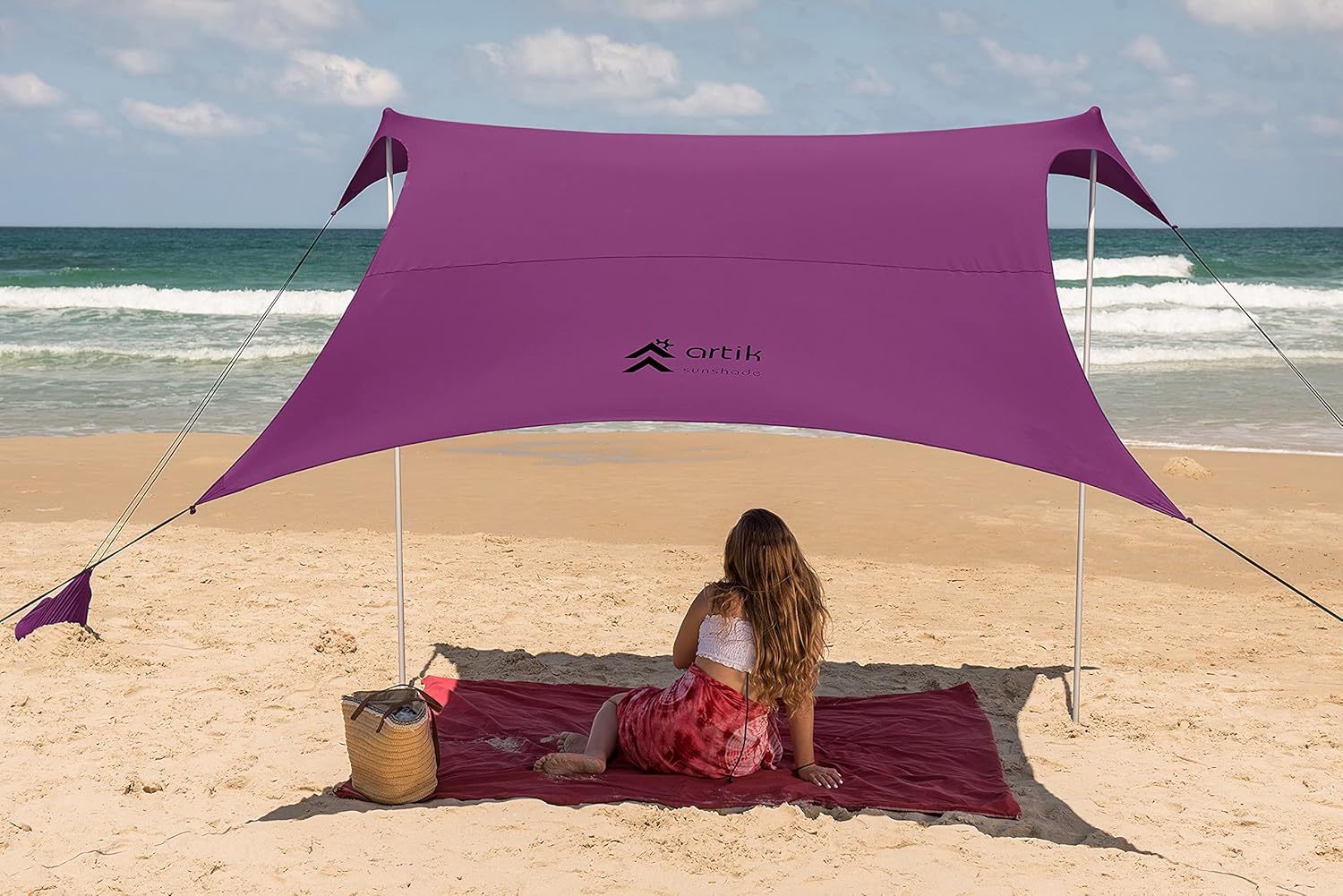 Pop Up Beach Tent Sun Shade with Carrying Bag, UPF50 UV Protection, Large Q9872