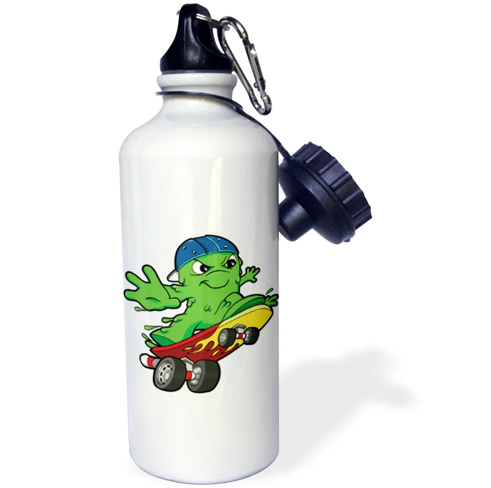 Silly Boogie Monster on a Skateboard Sports Water Bottle, 21oz I5052