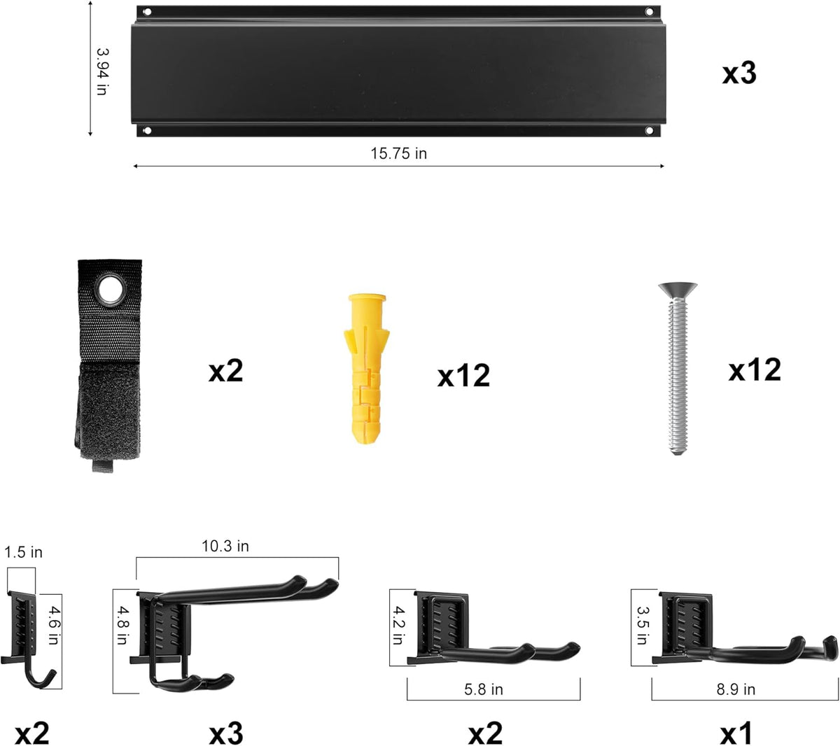 48 inch Heavy Duty Wall Mount Tool Organizer Rack, Pack of 2 B402136