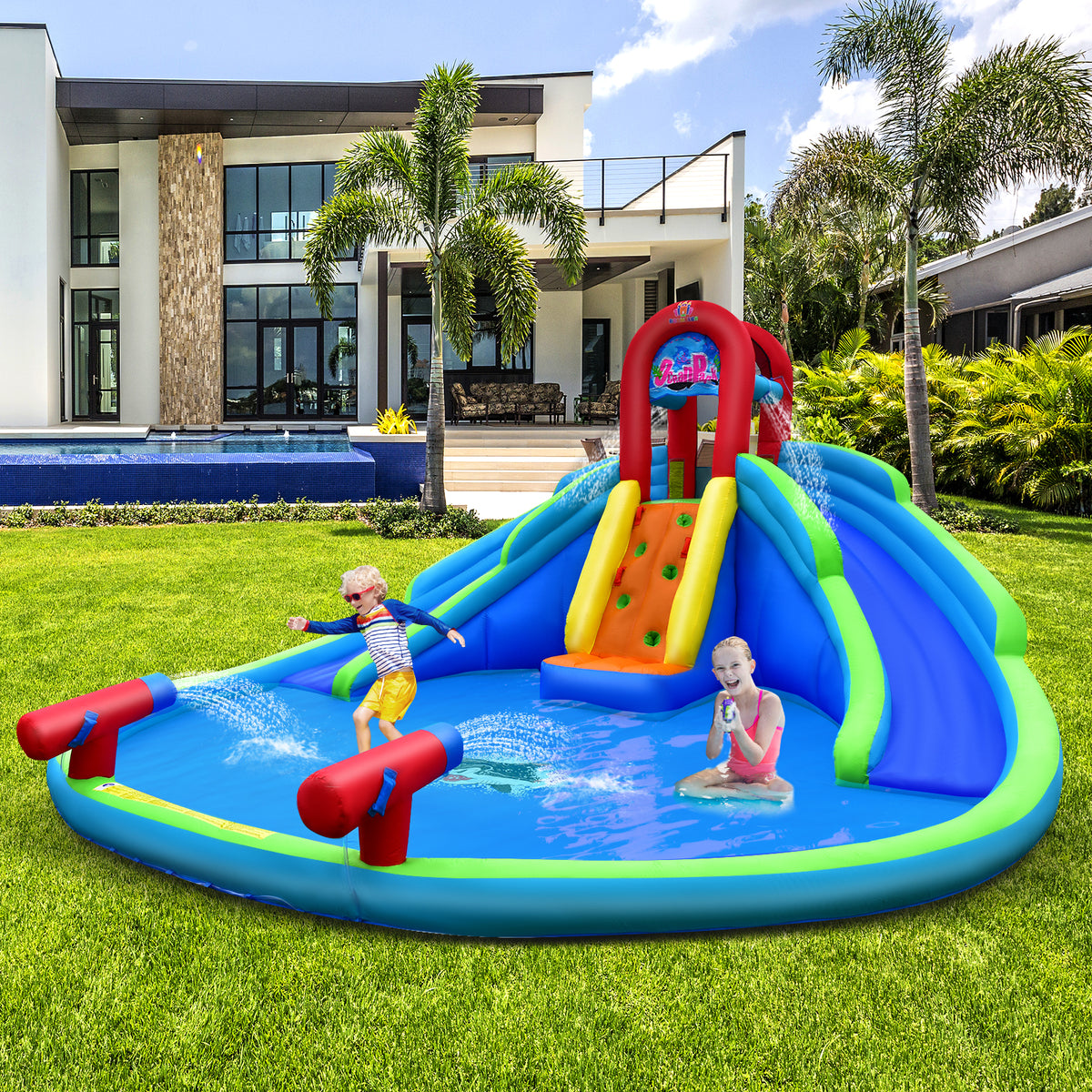 Inflatable Waterslide Bounce House with Handrail Q332658