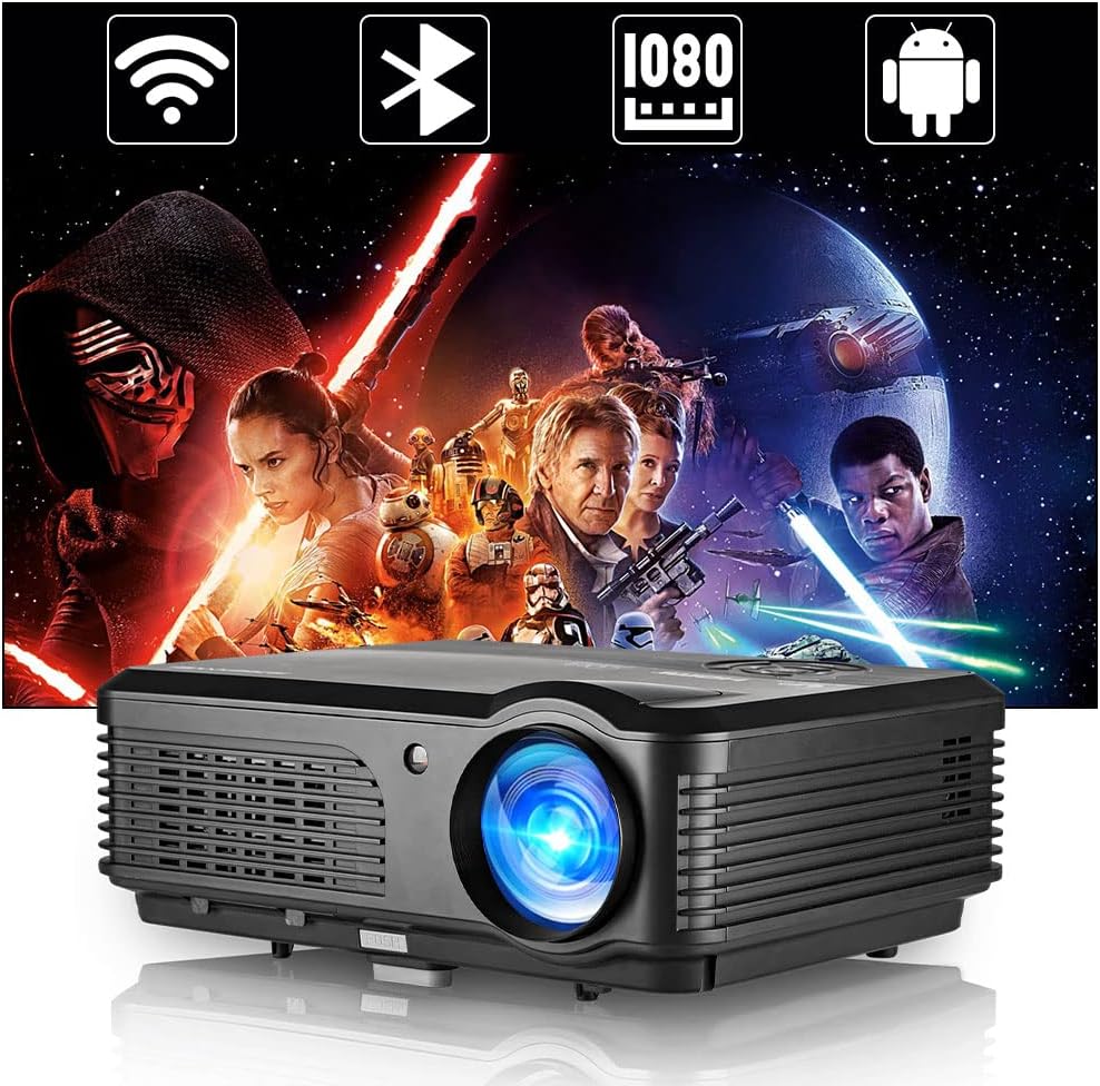 8000 Lumen FHD 1080P Smart Projector with WiFi, Bluetooth, Built-in OS T485