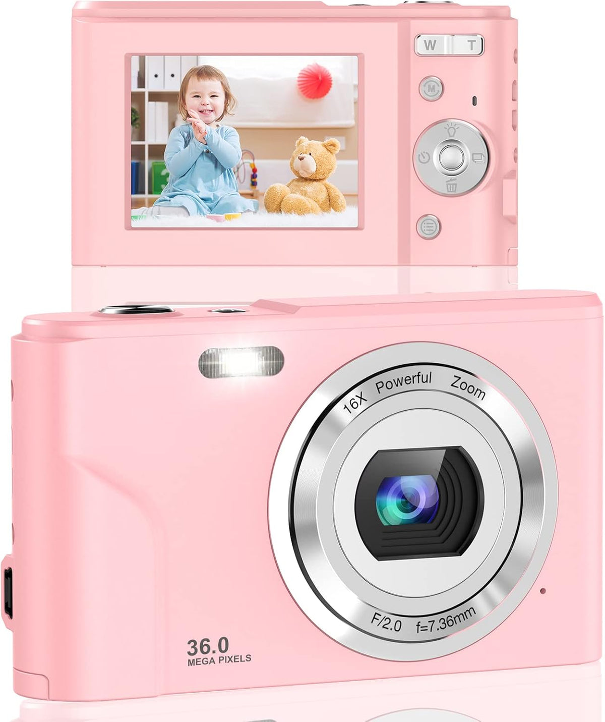 1080P Mini Kid Camera 36MP Rechargeable Point and Shoot Camera Pack of 2 X622160