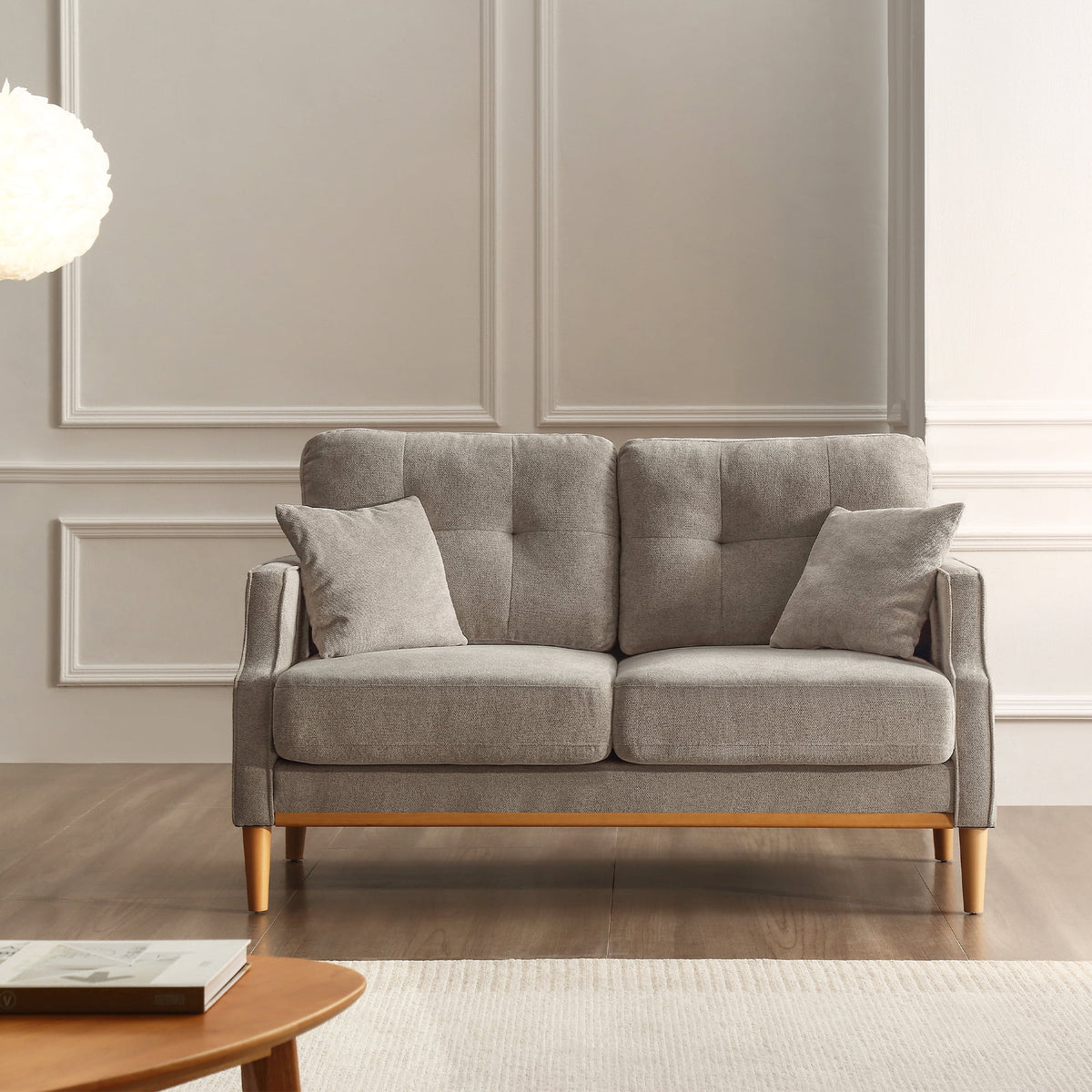 Cream Waterproof Fabric 2 Seater Loveseat Sofa J234590