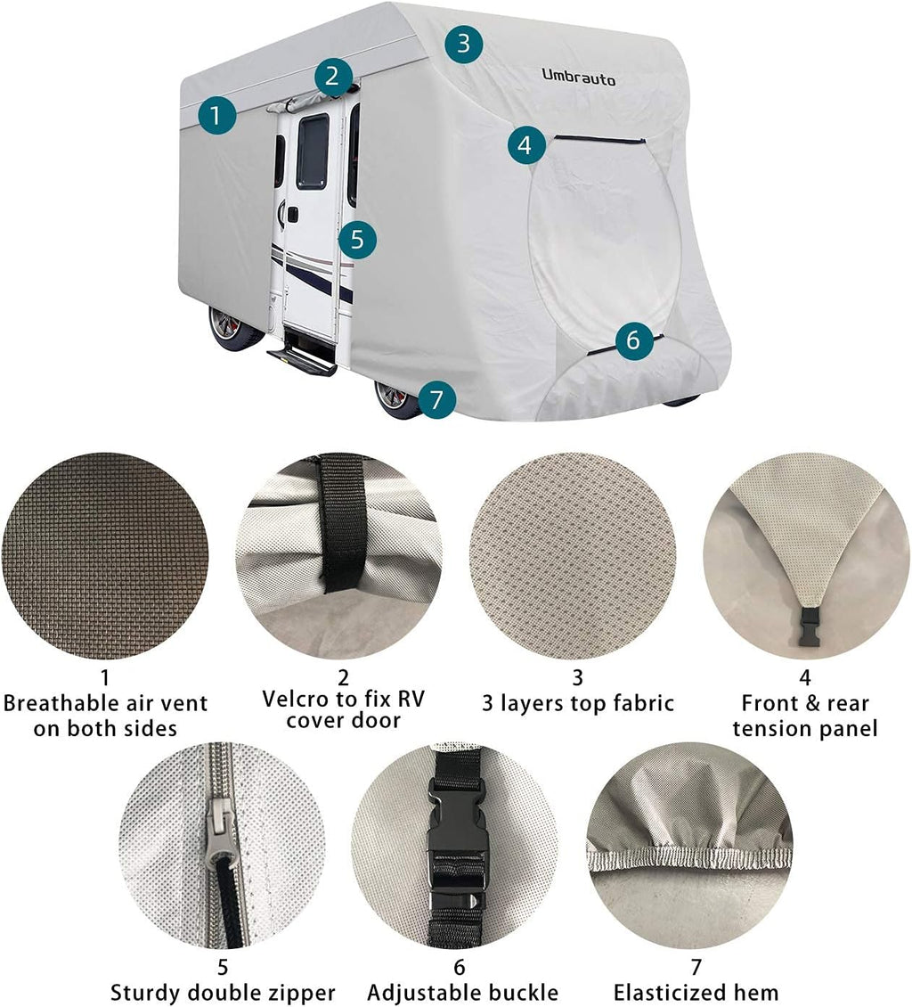 3 Layers Waterproof Ripstop RV Cover Fits 26Ft to 29Ft, Grey G76018