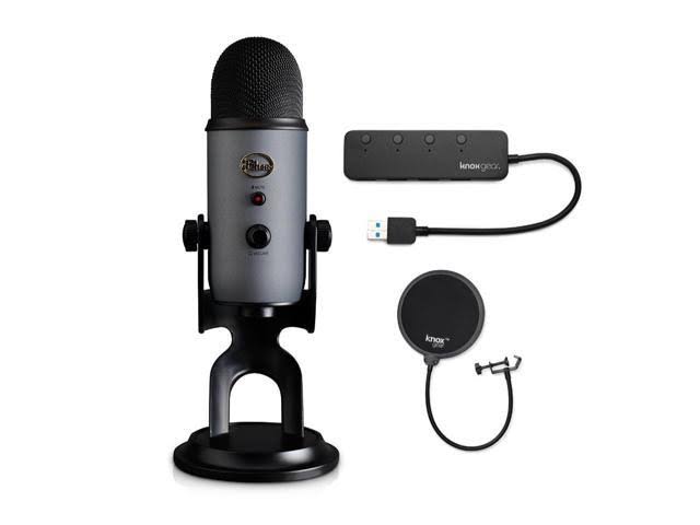 Blue Yeti Slate USB Mic with USB Hub and Pop Filter Q5621