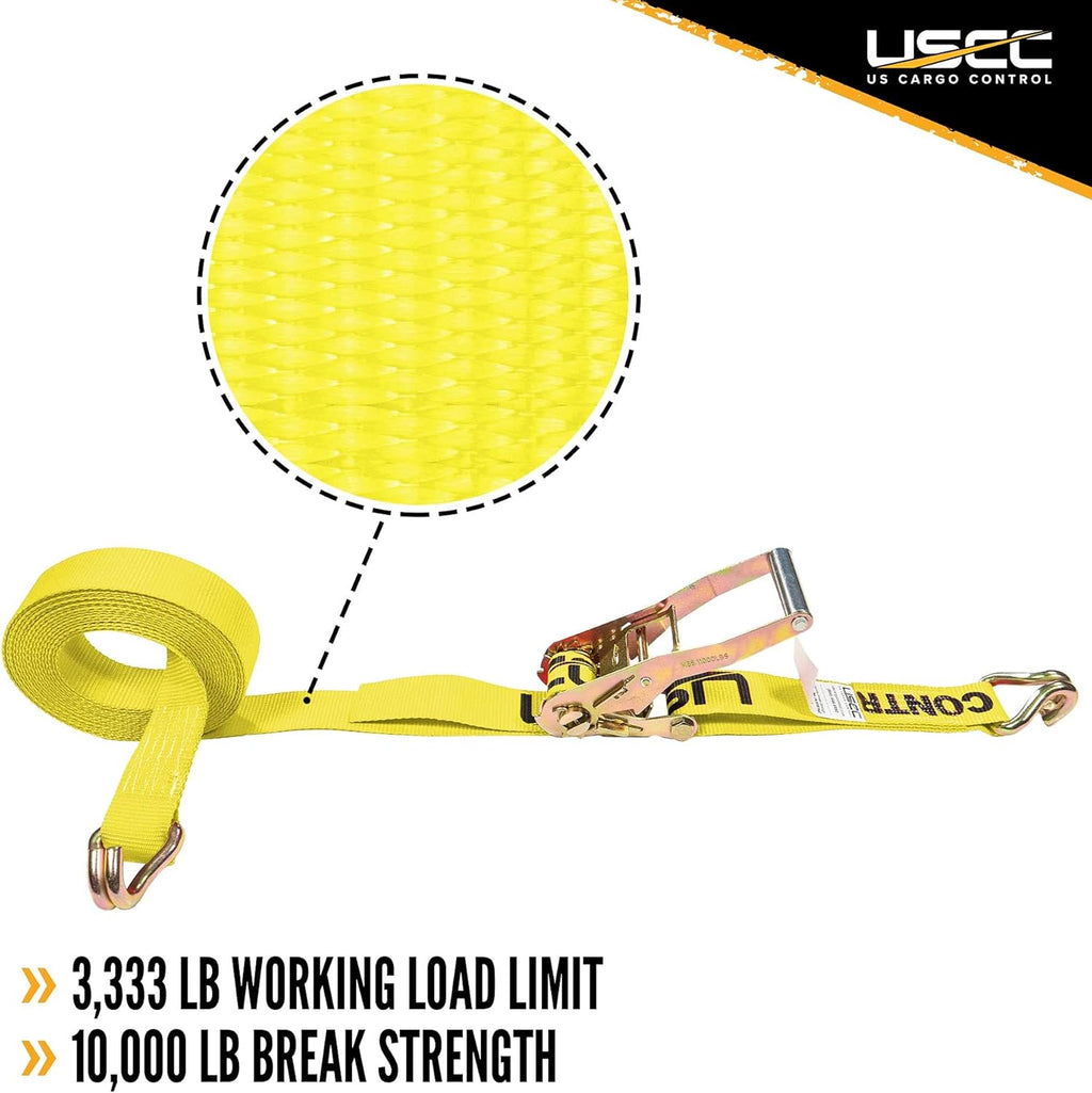 2 Inch x 27 Foot Yellow Ratchet Straps 4 Pack A48642