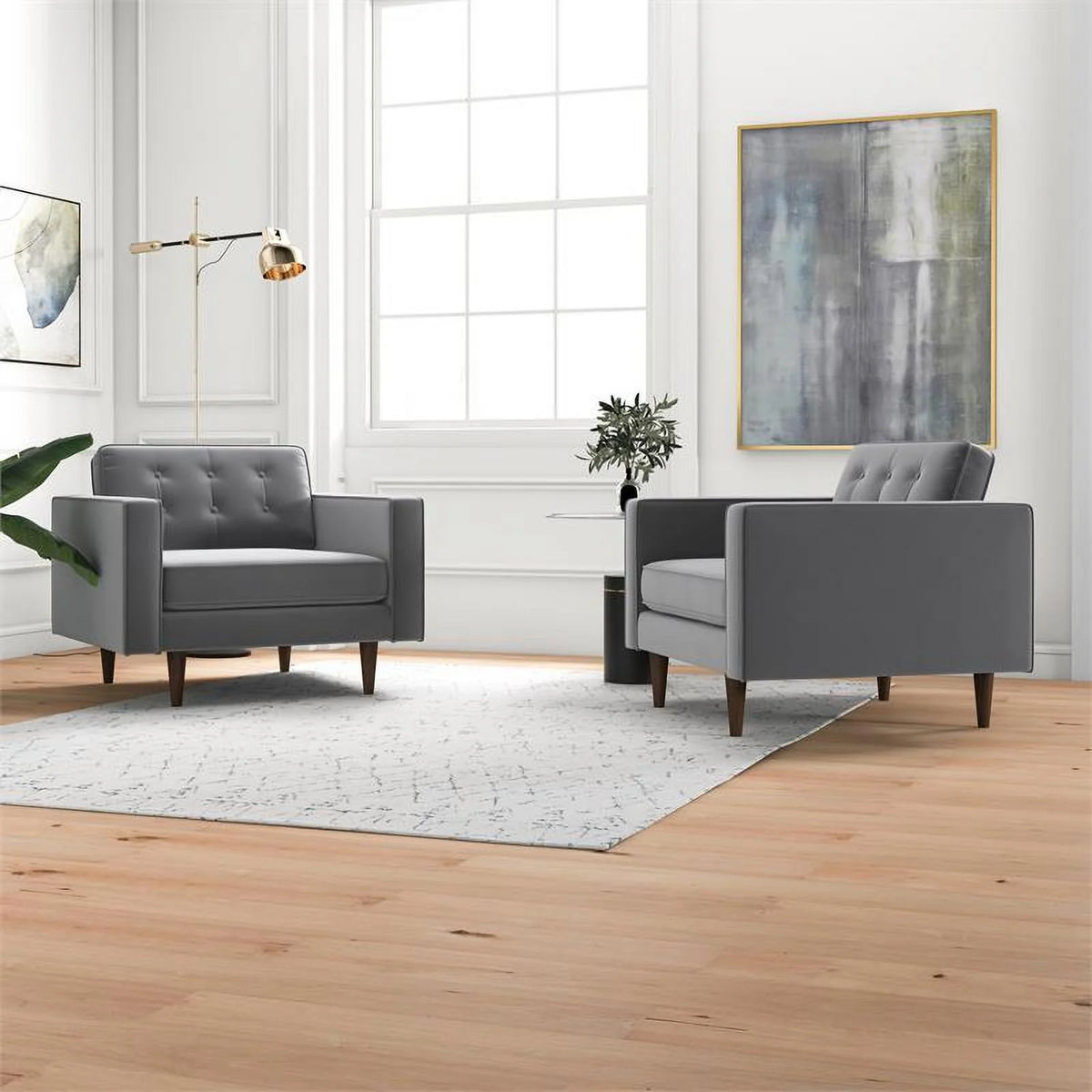 Gray Velvet Lounge Chair (Set of 2) T696221