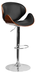 Walnut Bentwood Bar Stool with Curved Vinyl Seat and Back X592