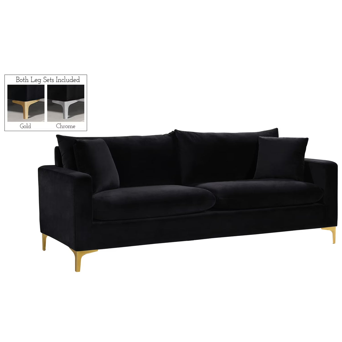 Black Velvet Sofa Z601879