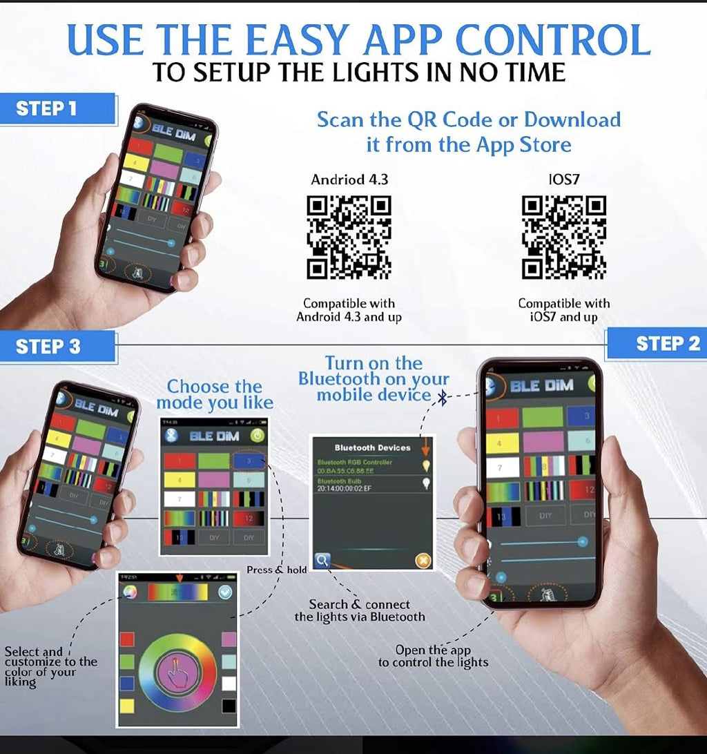 8 Pods RGB LED Rock Lights with Bluetooth Controller, IP68 Waterproof F322