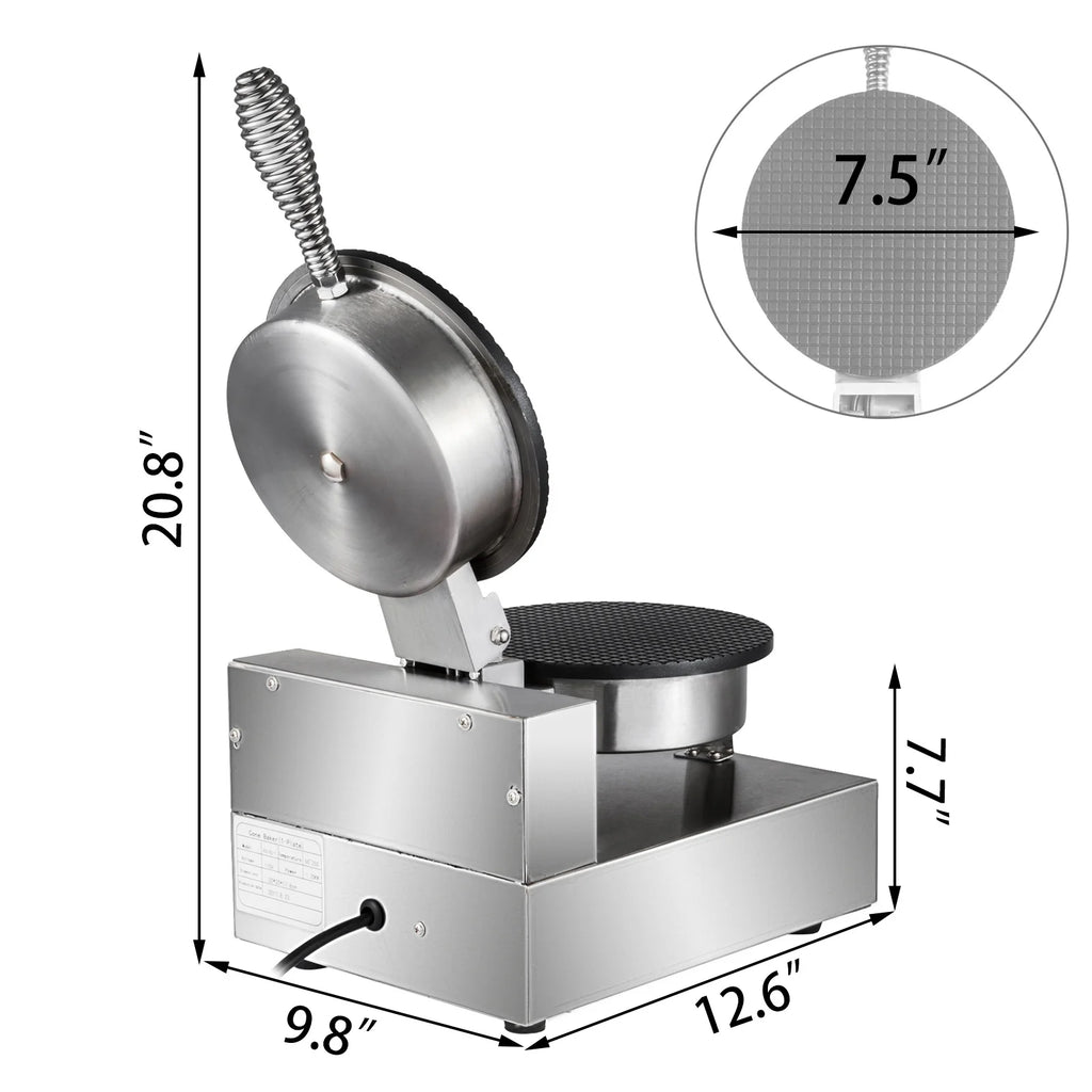 1000W Nonstick Stainless Steel Egg Roll Machine with Adjustable Temperature and Time Control, 10x13 inch, Black 110V H23736