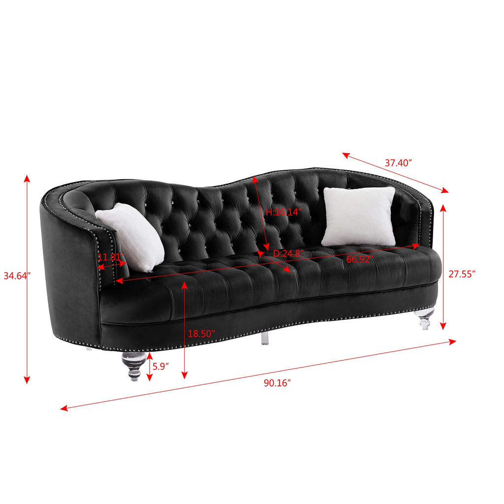 Black Tufted 3P Sofa Z64008