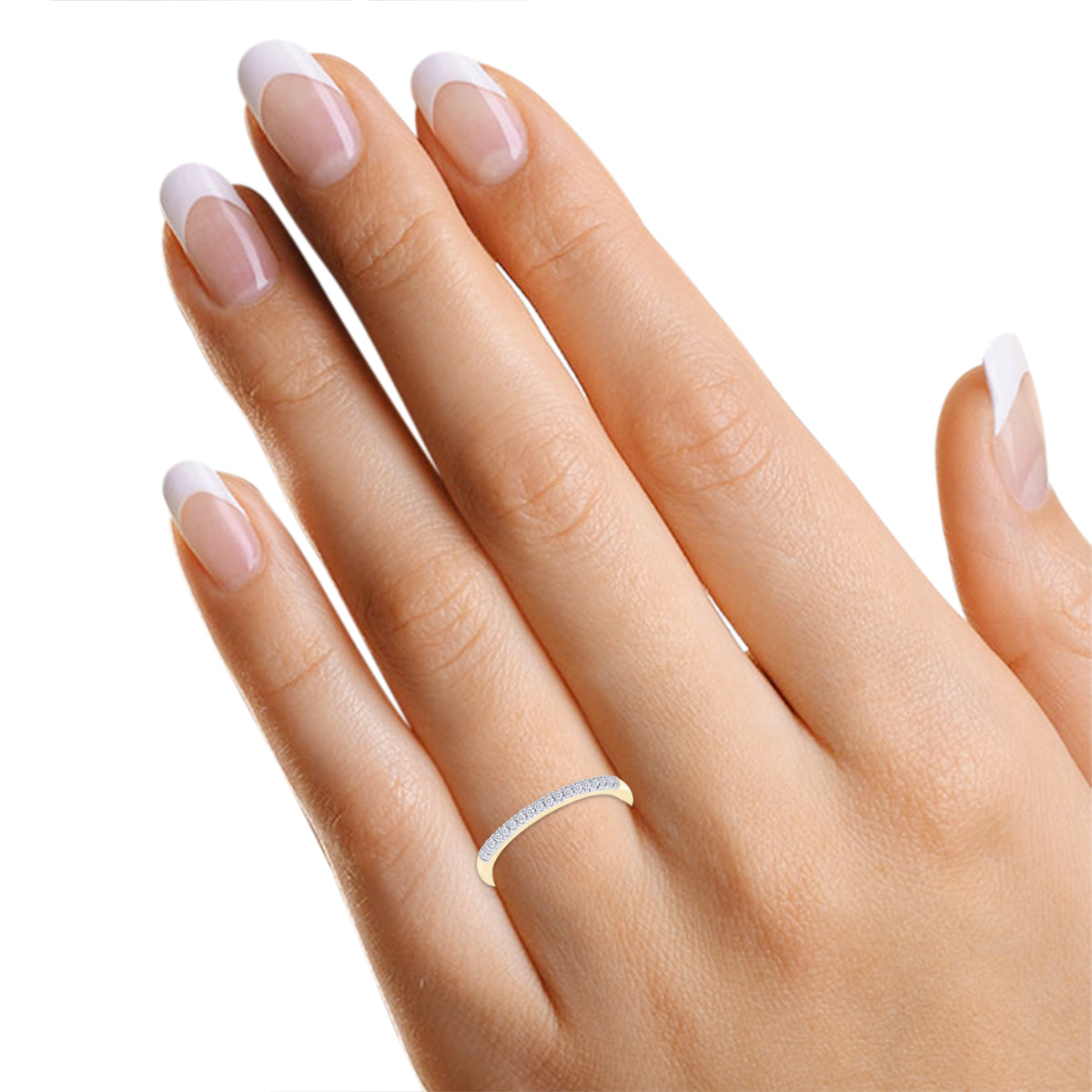 10K Solid Yellow Gold Diamond Half Eternity Ring M7813
