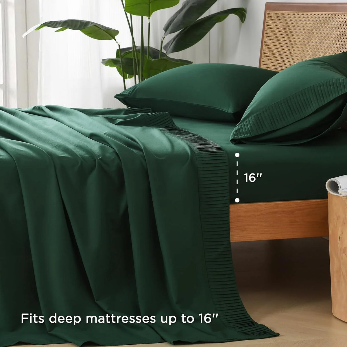 Emerald Green Microfiber Sheet Set California King 4 Pieces Deep Pocket B9270