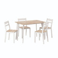 5-Piece Natural and White Dining Table Set Q401