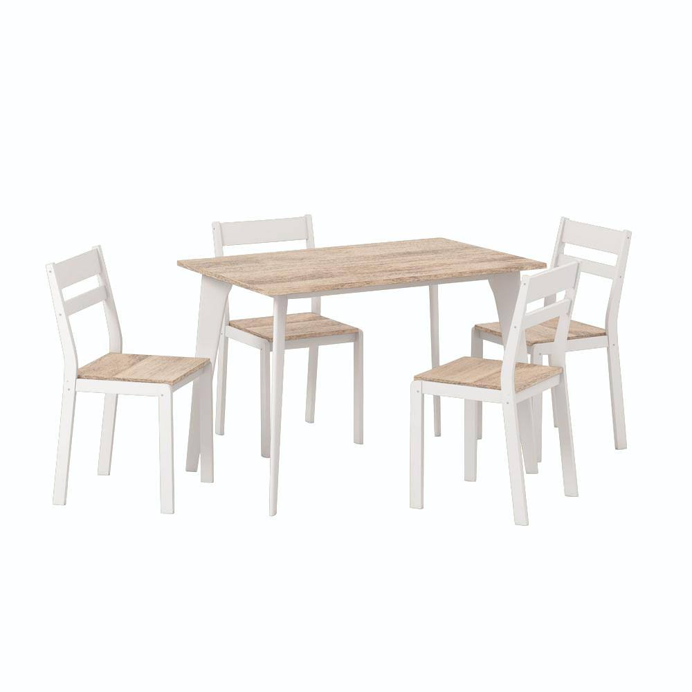 5-Piece Natural and White Dining Table Set Q401
