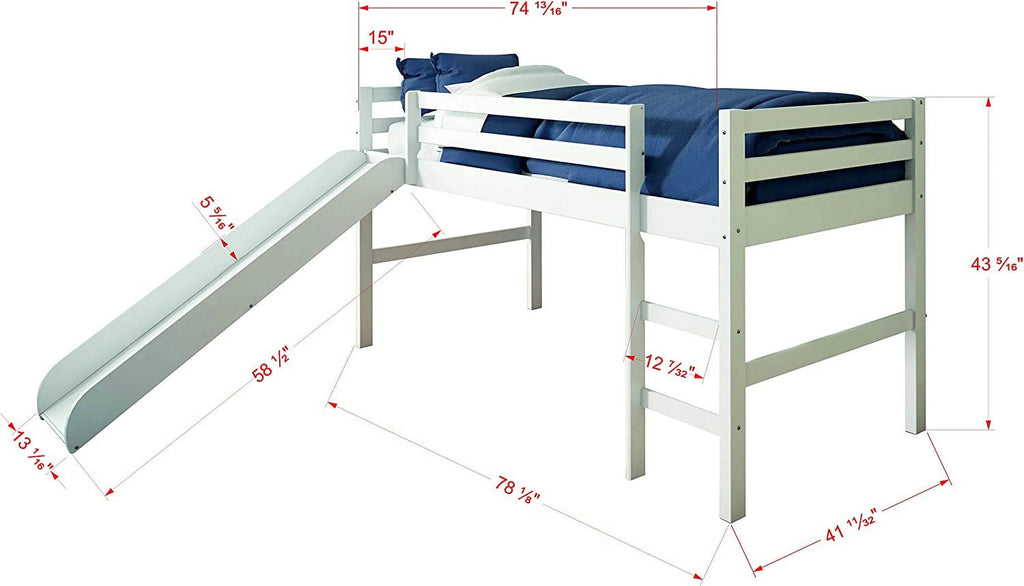 Twin Size Tent Loft with Slide & Slat-Kits Mattress Ready Light Espresso & Camo A2021