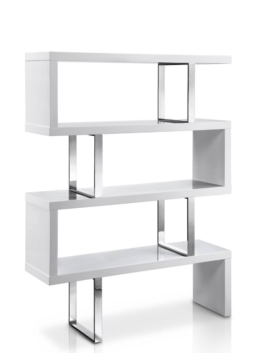 White High Gloss Geometric Bookcase T523990