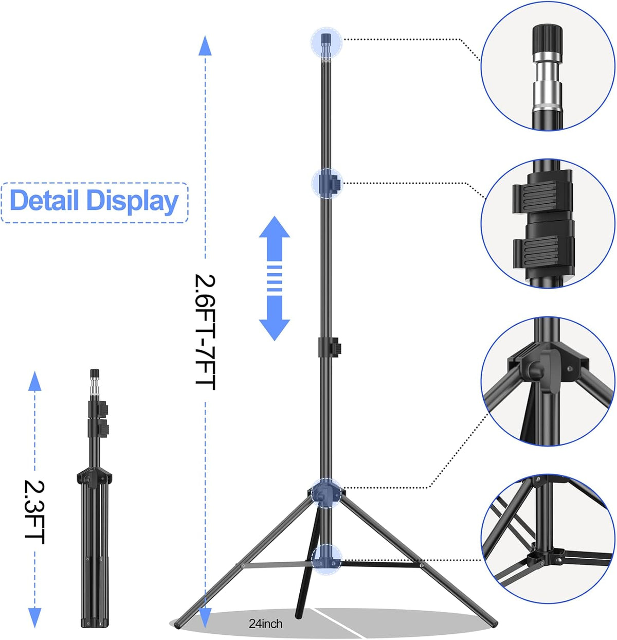 7×10ft Adjustable Photography Backdrop Stand Kit with Polyester Background, Spring Clamps and Carry Bag L300711