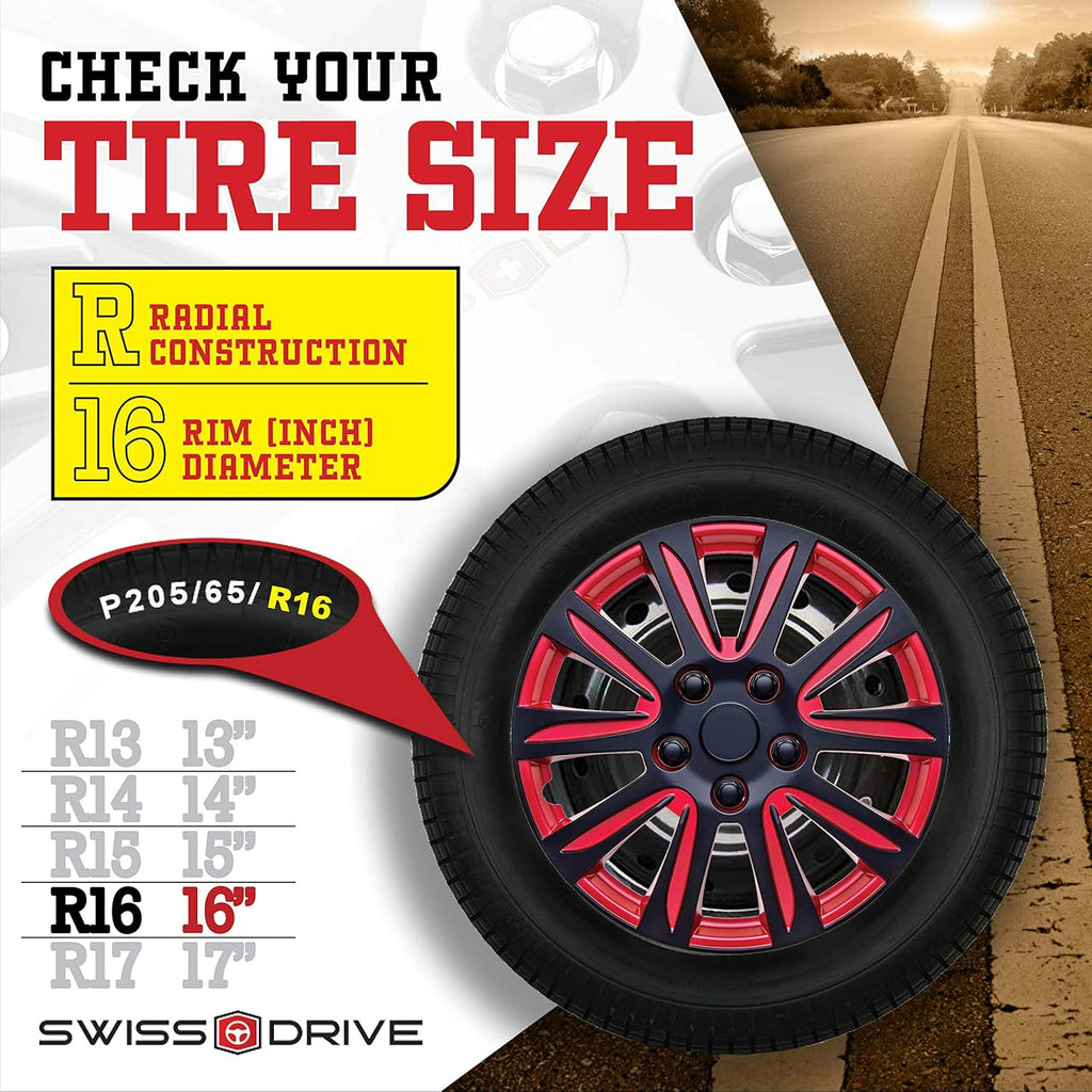 Red Black Set of 4 HubCap P765