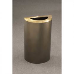 Satin Black/Satin Brass Steel Half Round Open Top Trash Can, 14 Gallon M171