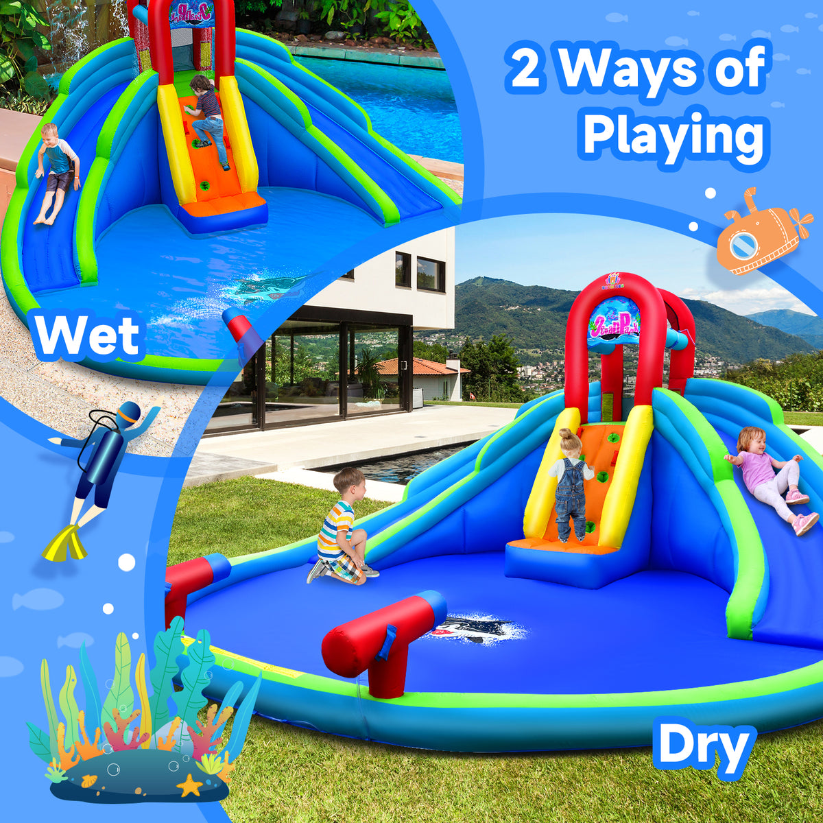 Inflatable Waterslide Bounce House with Handrail Q332658