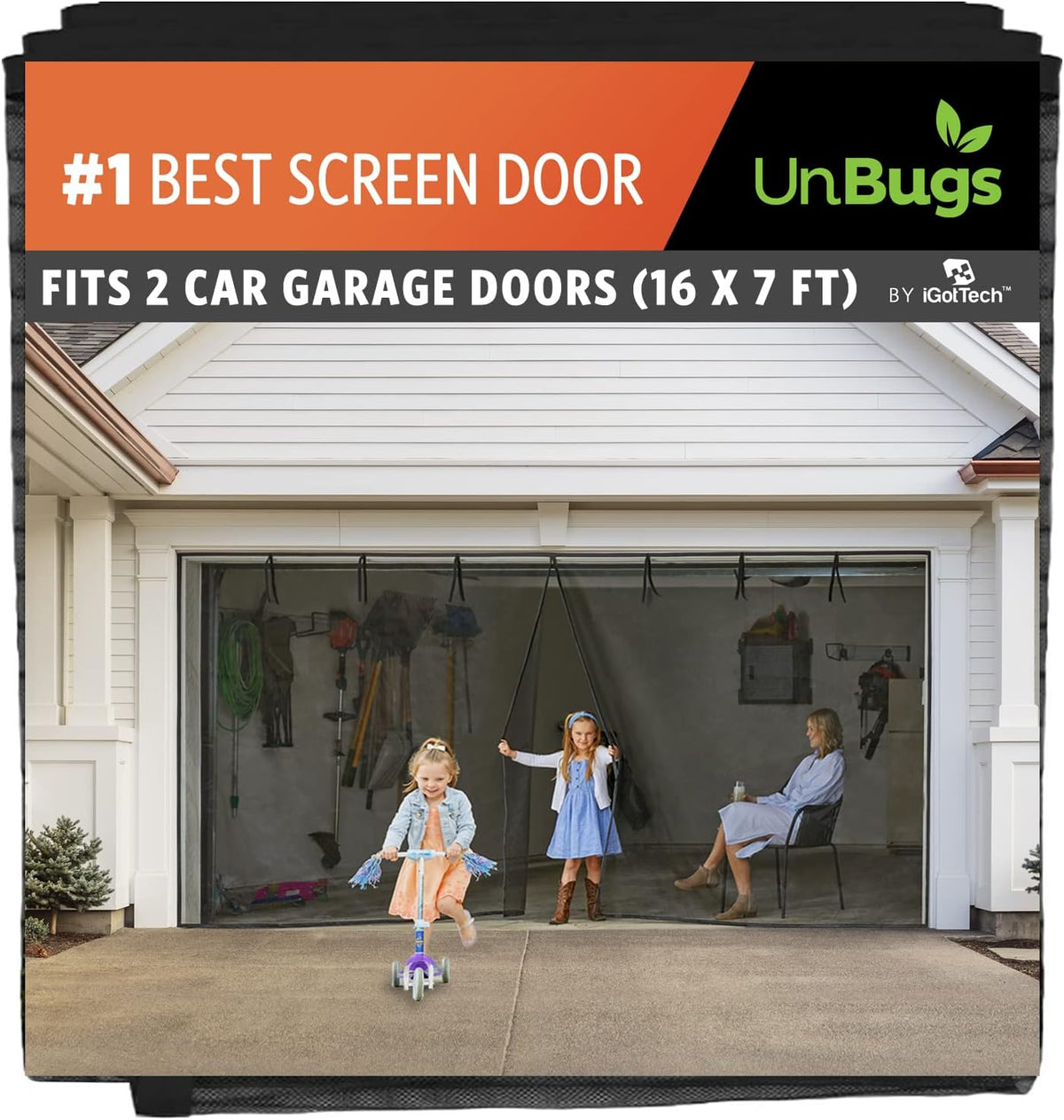 Fiberglass Mesh Magnetic Screen Door for 2 Car Garage X8918
