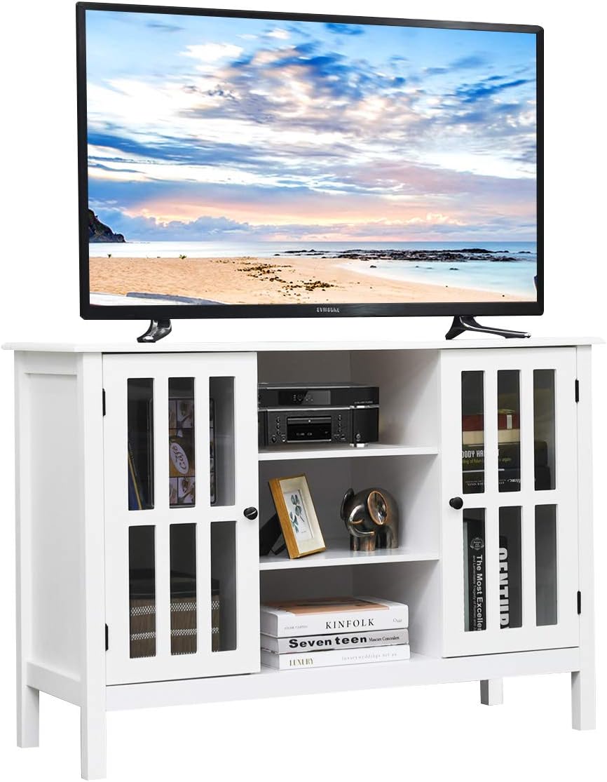 Brown Wood TV Stand with Storage Cabinet H7885